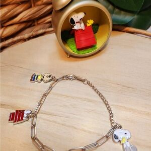 Snoopy Charm Bracelet with Red and Silver Accents